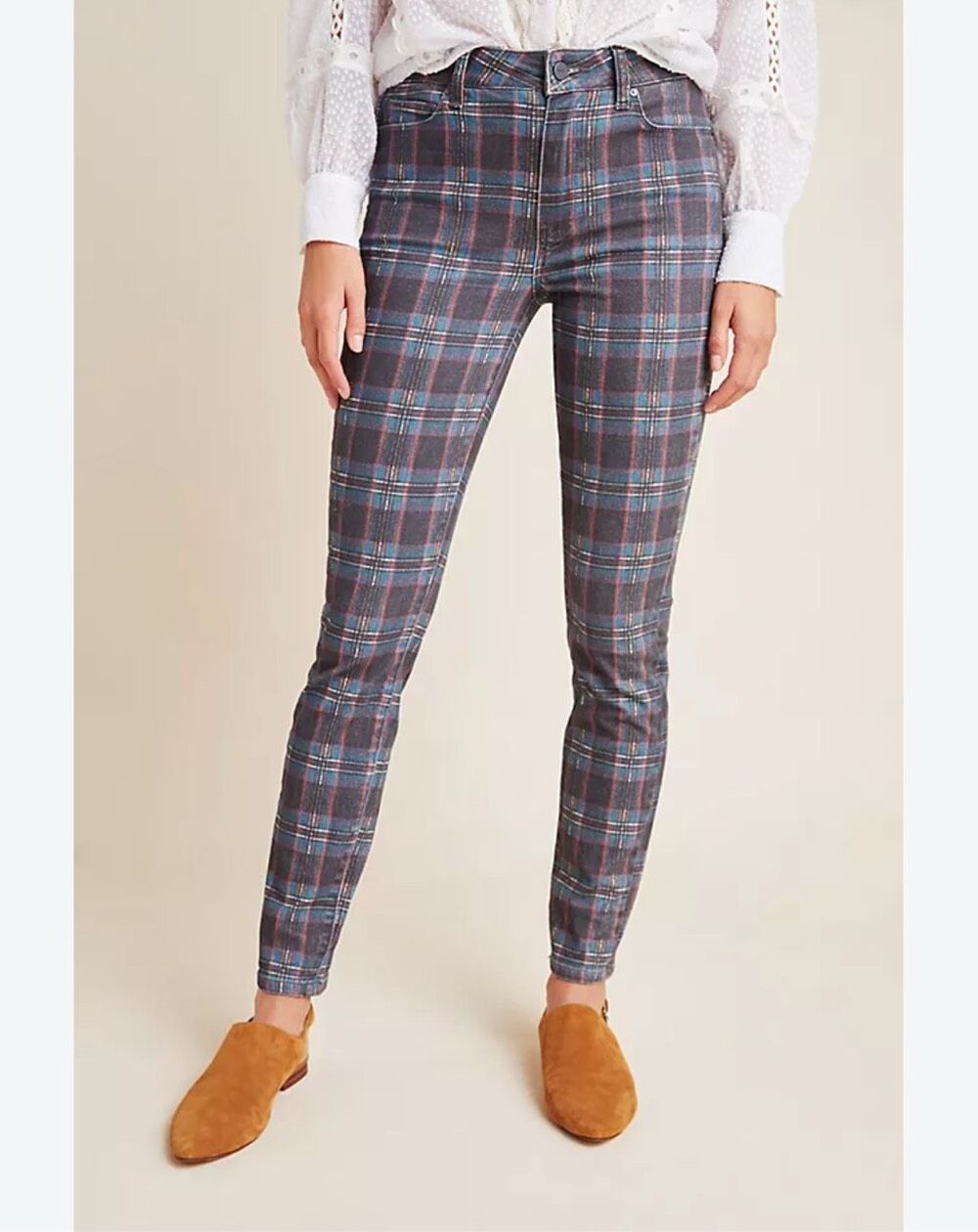 Paige Hoxton Ankle Plaid size 28 tartan luxe jeans